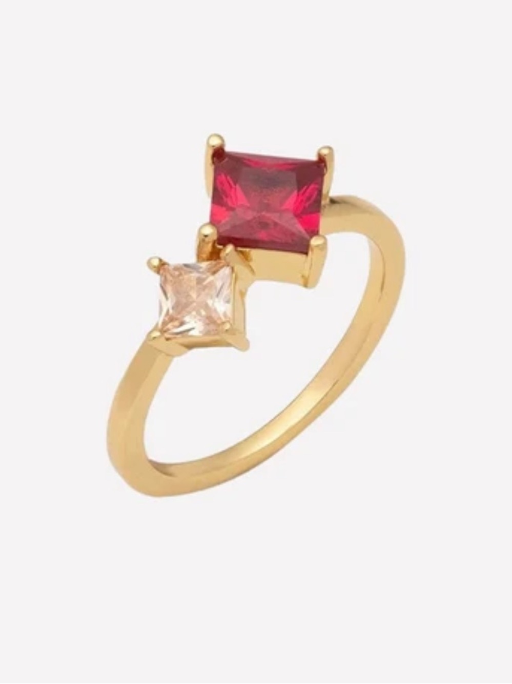 Gold Stone Ring - Pink and Red